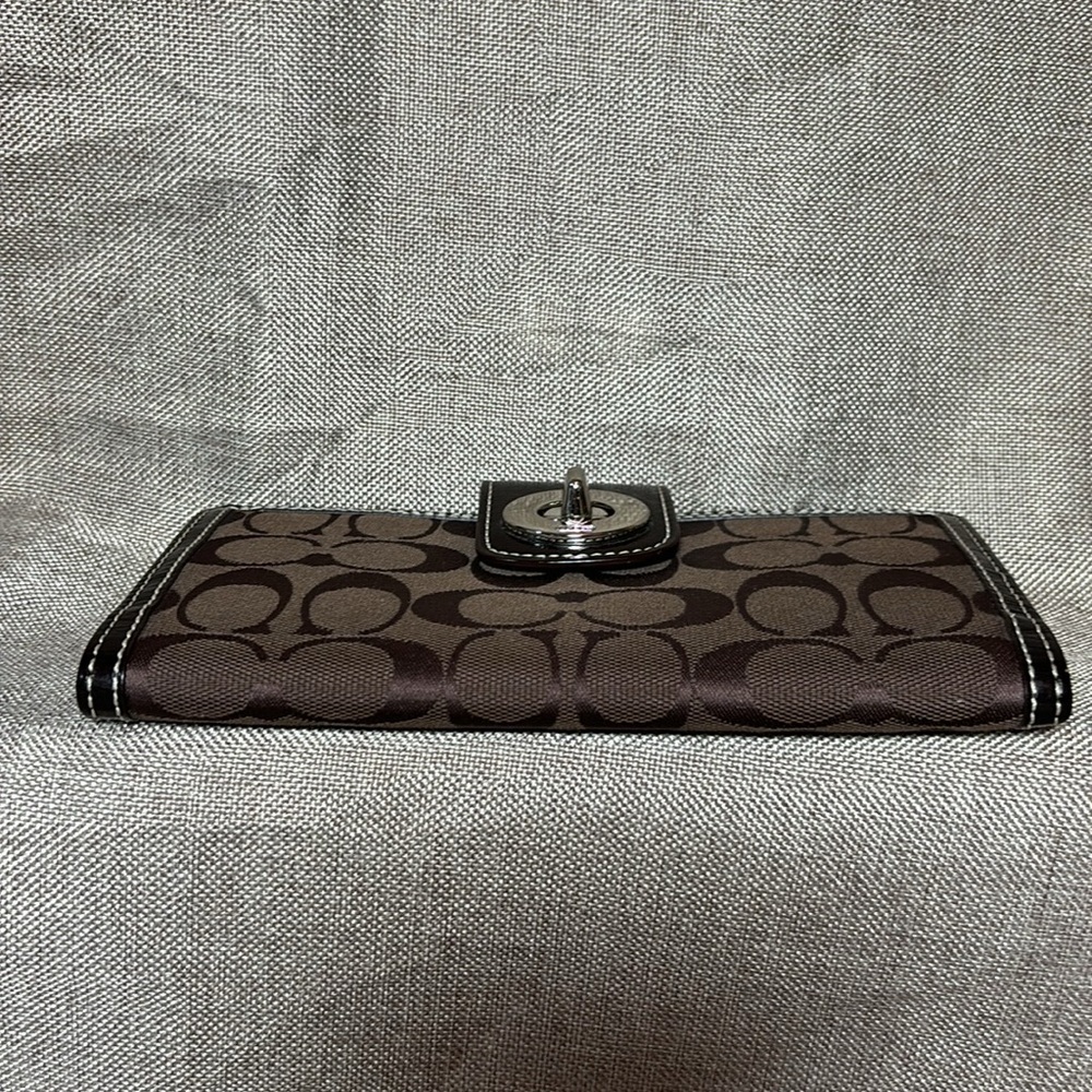 Vintage COACH Signature Slim Envelope Credit Card Wallet Chocolate Brown - Picture 3 of 10